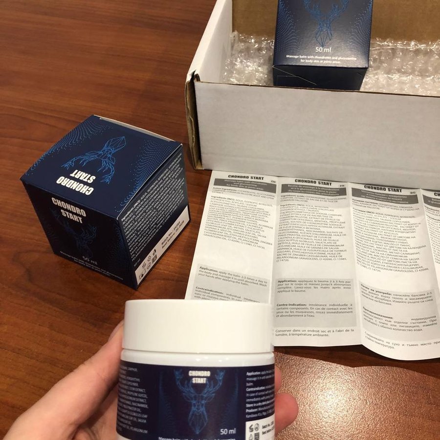 Chondrostart — 50-ml-Faltschachtel und Dose mit Massagebalsam