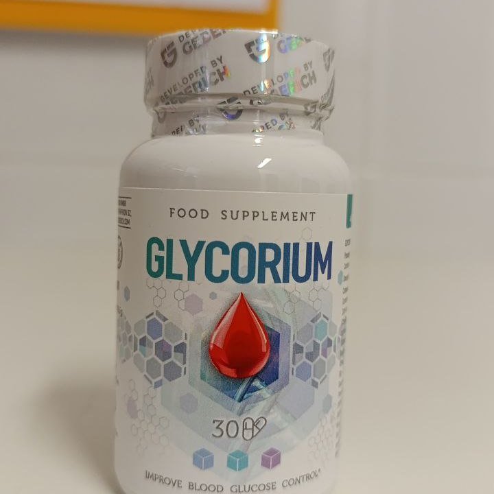 Glycorium — Dose mit Rückseiten-Etikett und Zutatenliste