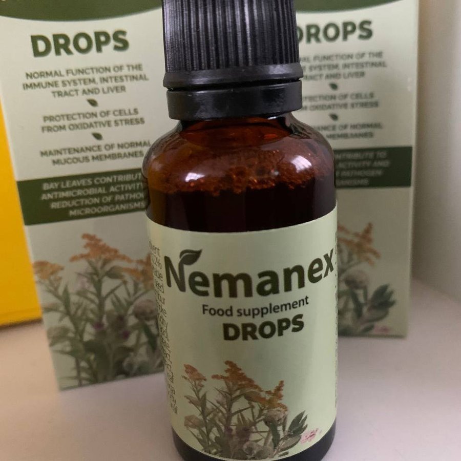 Nemanex — Bernsteinfläschchen mit grüner Faltschachtel